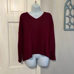 Old Navy Deep Red Long Sleeve V-Neck Top